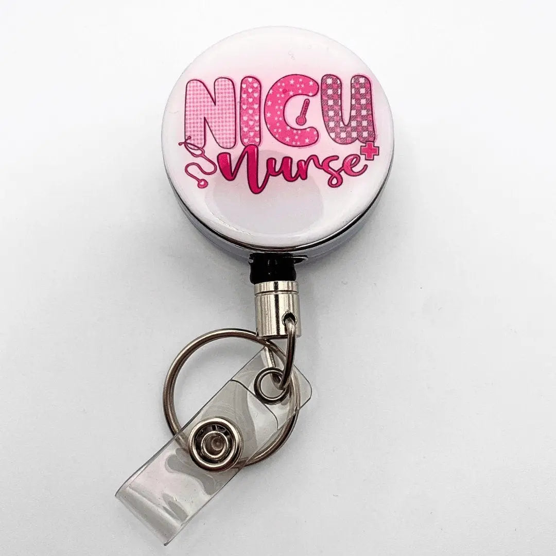 NICU Nurse Heavy Duty Badge Reel - Pink