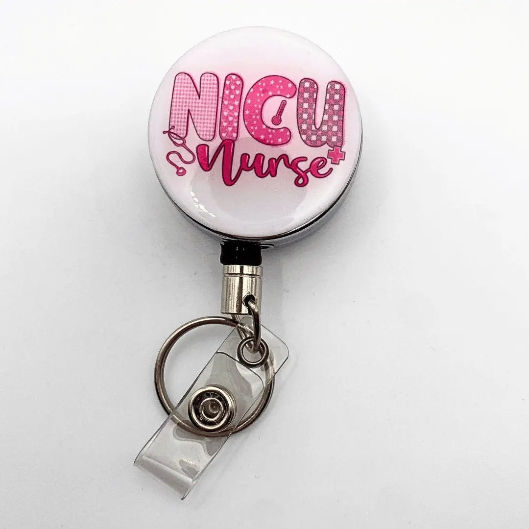 NICU Nurse Heavy Duty Badge Reel - Pink