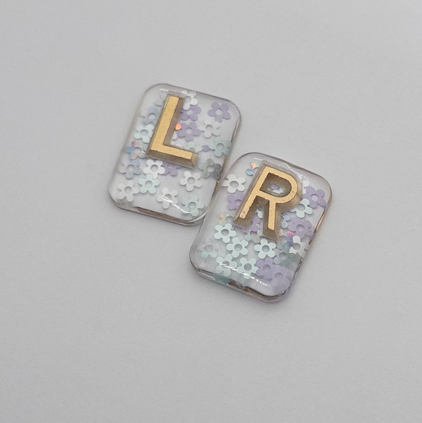 X-Ray markers - Purple, Mint and White Daisies with gold letters.