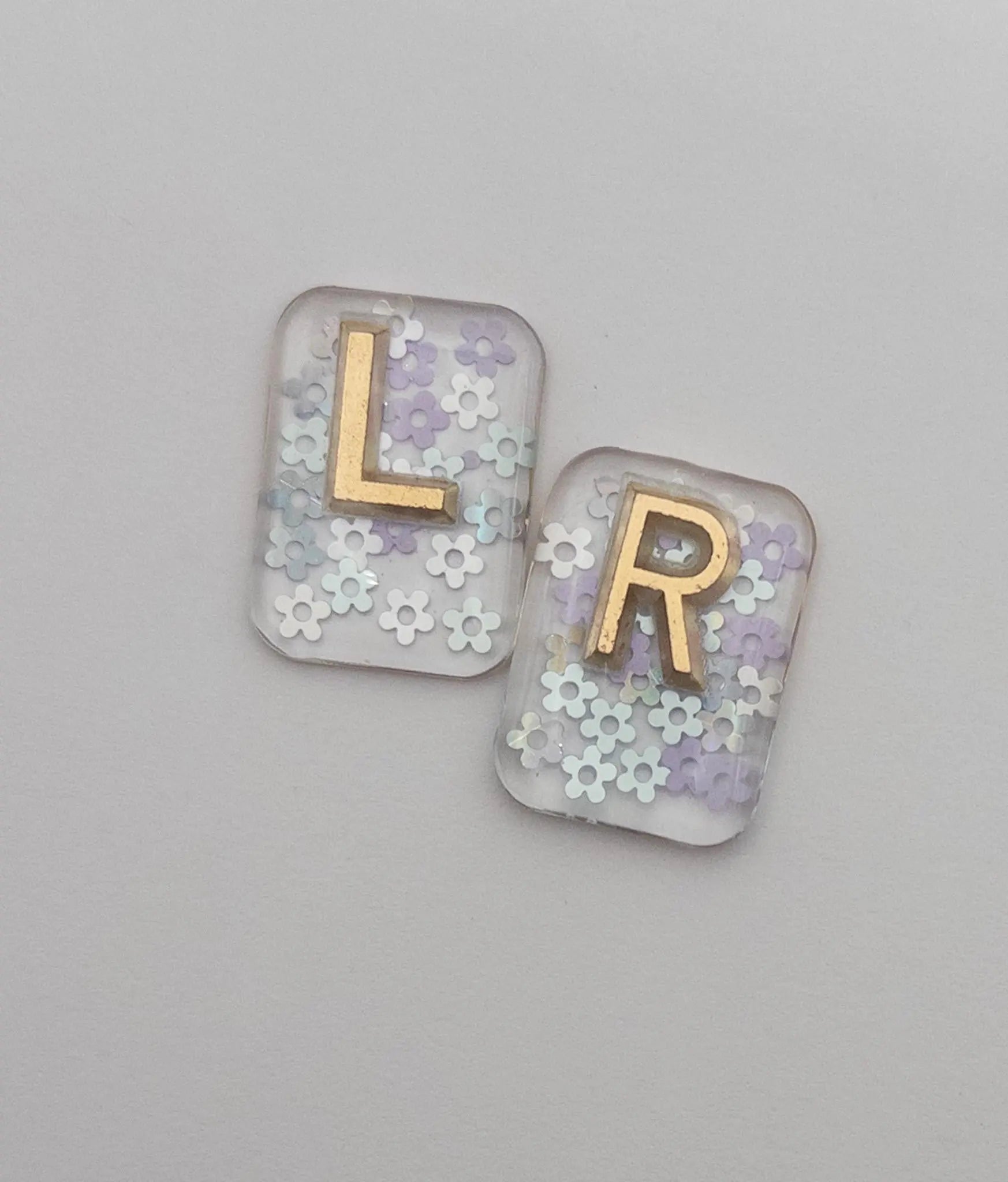 X-Ray markers - Purple, Mint and White Daisies with gold letters.