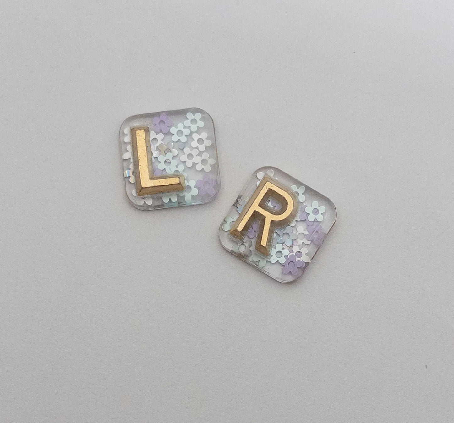 X-Ray markers - Purple, Mint and White Daisies with gold letters.