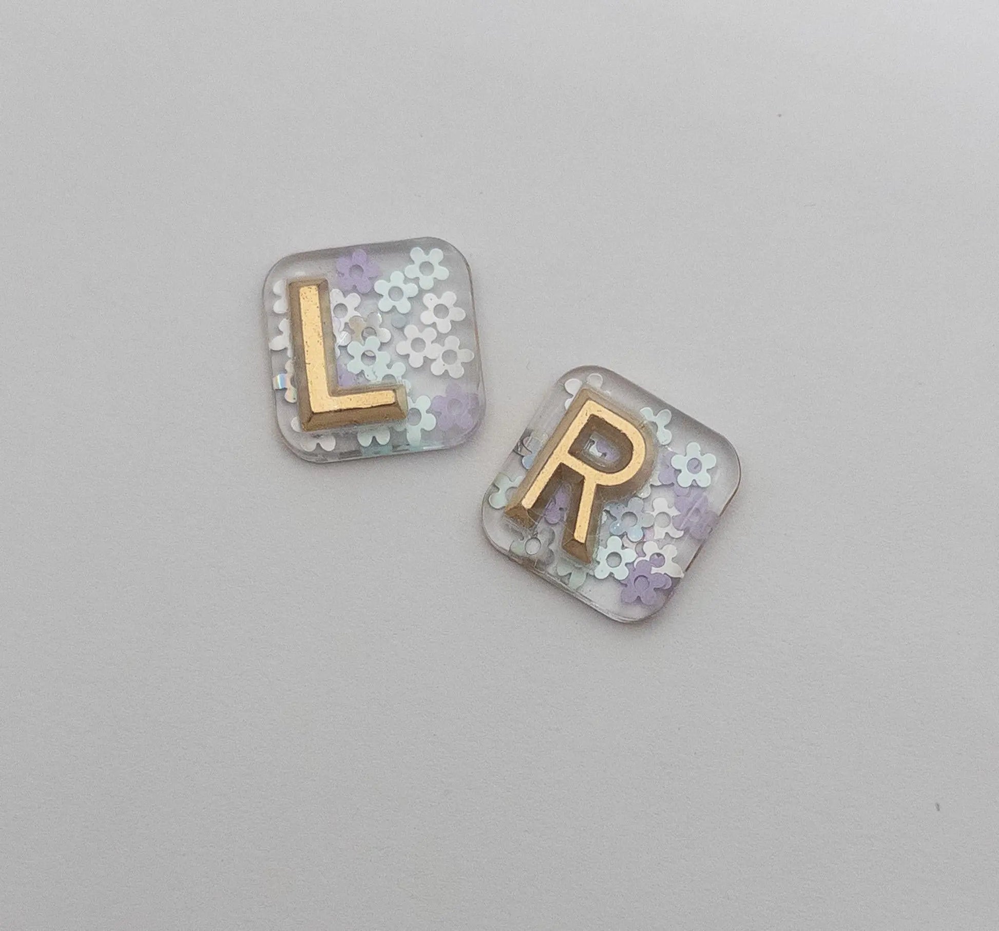 X-Ray markers - Purple, Mint and White Daisies with gold letters.