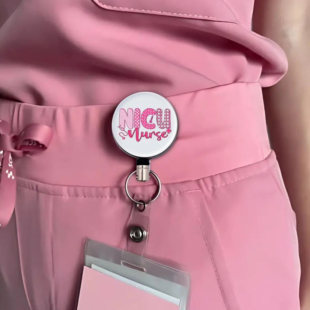 NICU Nurse Heavy Duty Badge Reel - Pink