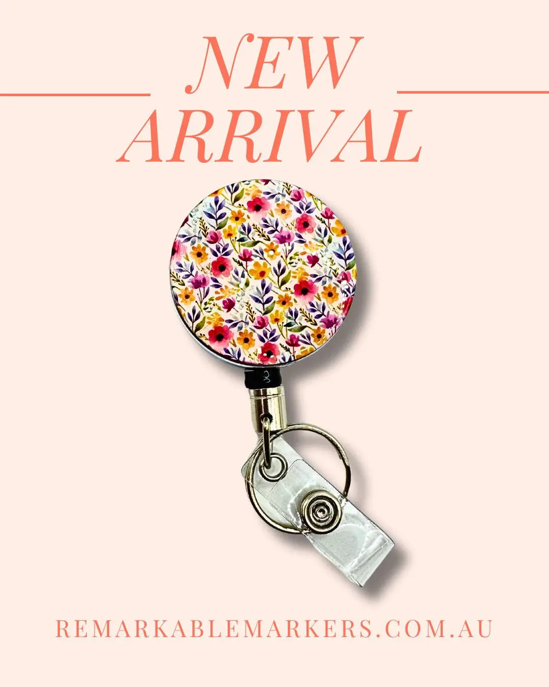 Floral design heavy duty badge reel.