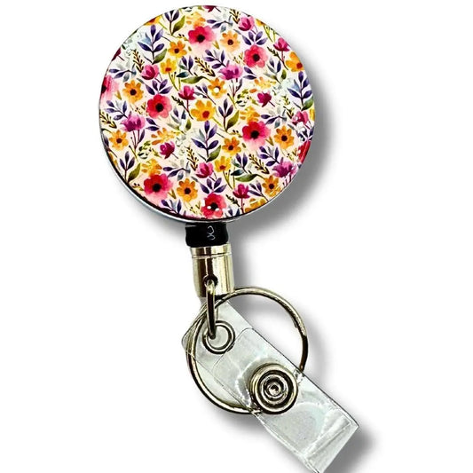 Floral design heavy duty badge reel.