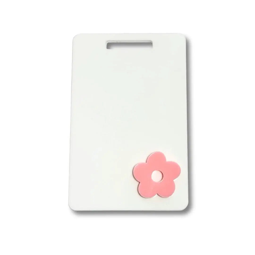 White Marker Parker with Pink Flower.