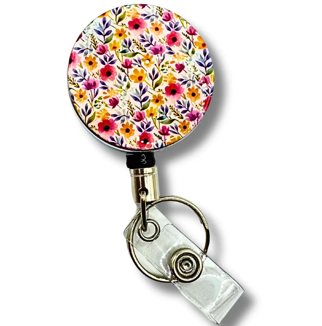 Bright floral design heavy duty badge reel. Remarkable Markers