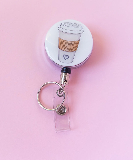 Heavy Duty Badge Reel with Coffee Cup Remarkable Markers