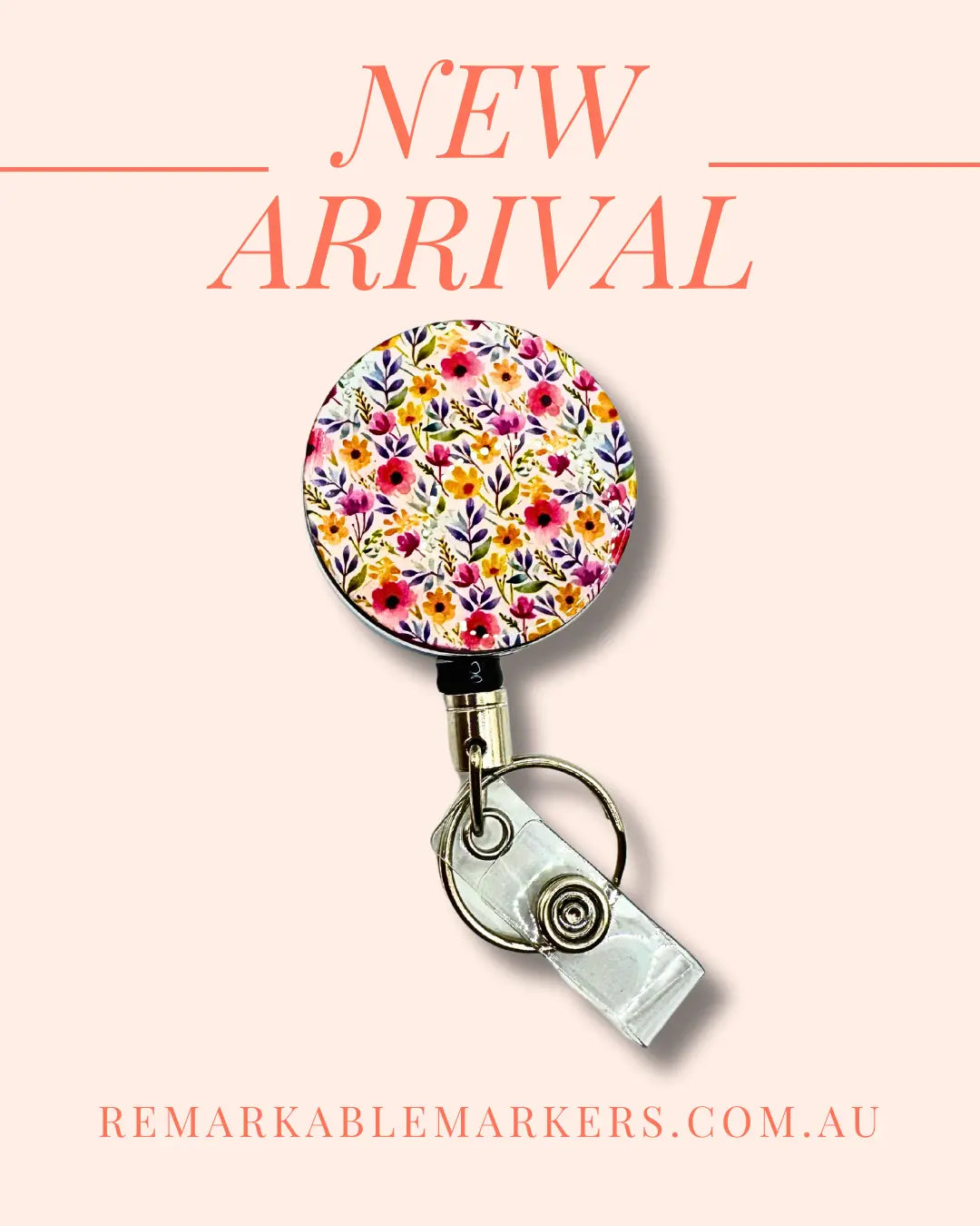 Bright floral design heavy duty badge reel. Remarkable Markers