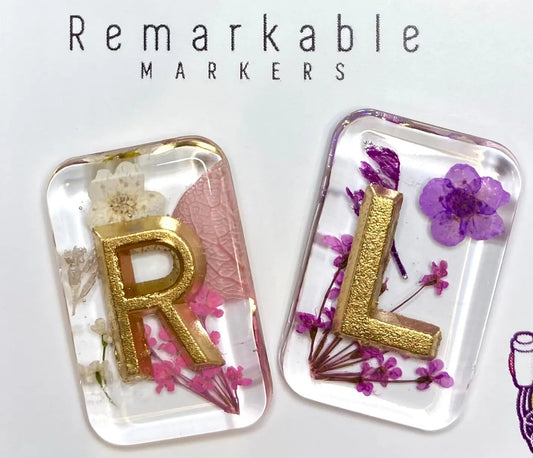 X-Ray markers - Florals with gold letters.