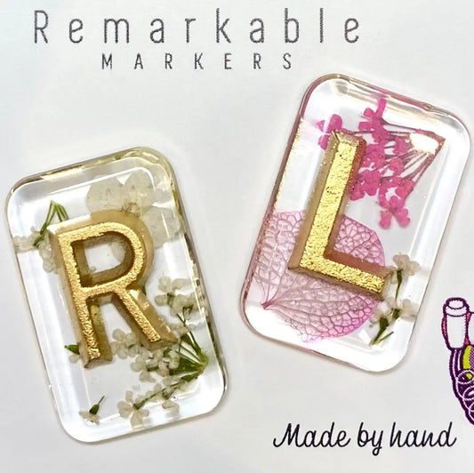 X-Ray markers - Florals with gold letters.