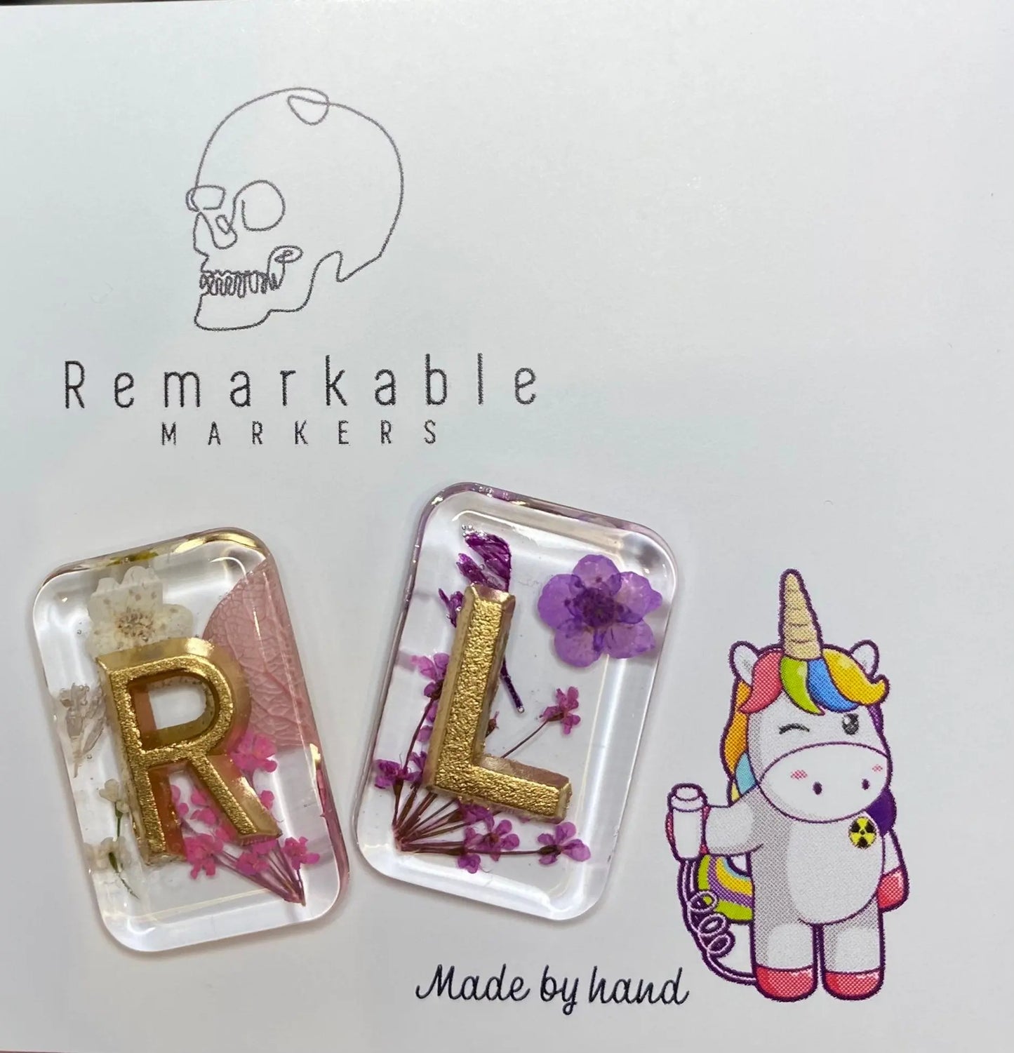 X-Ray markers - Florals with gold letters.