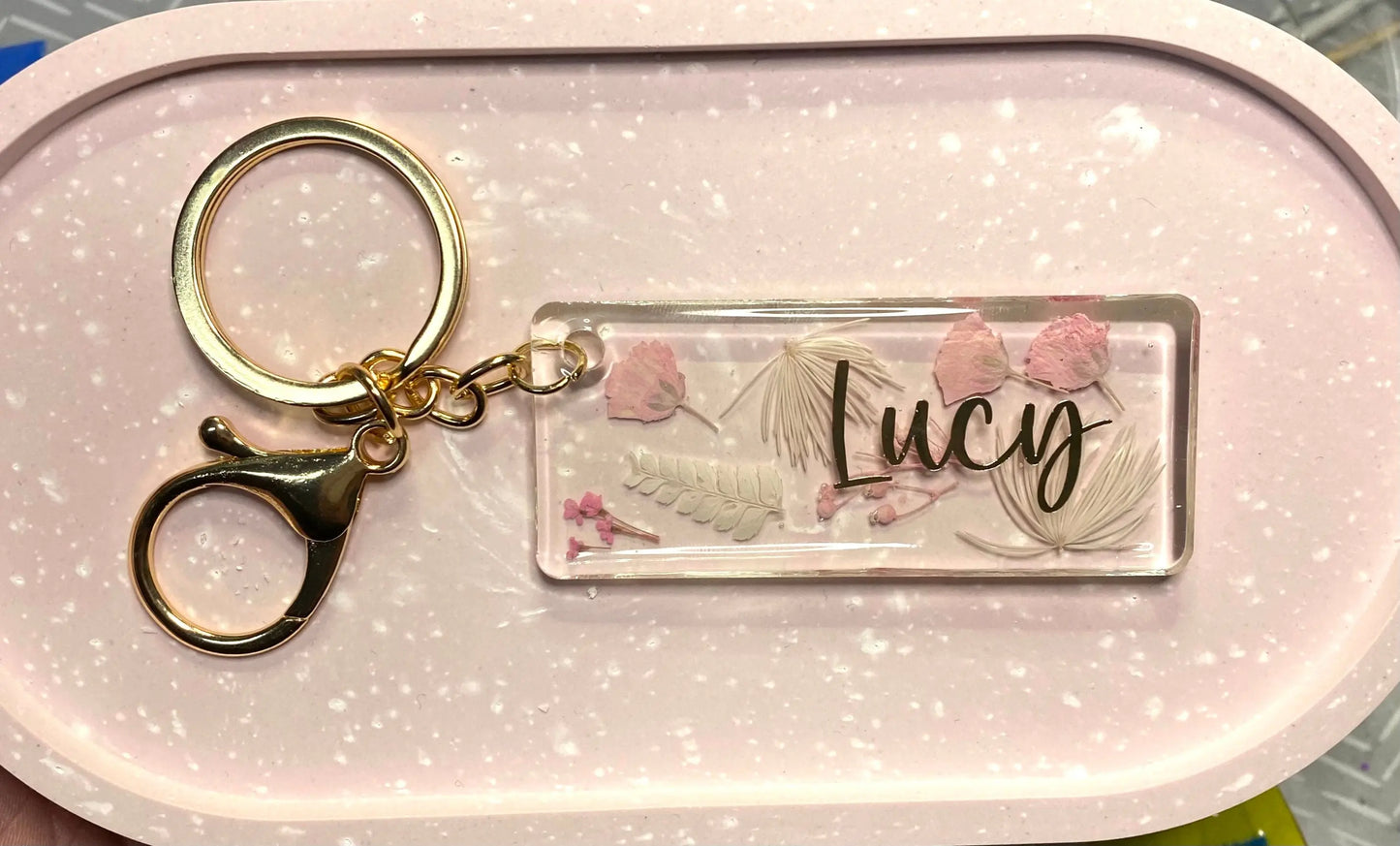 Custom Floral Keyring with name