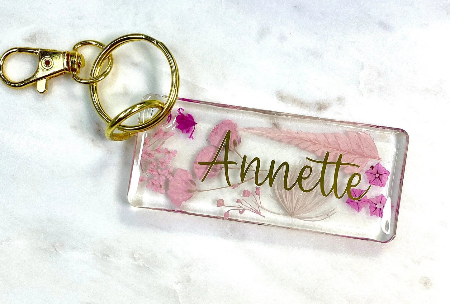 Custom Floral Keyring with name