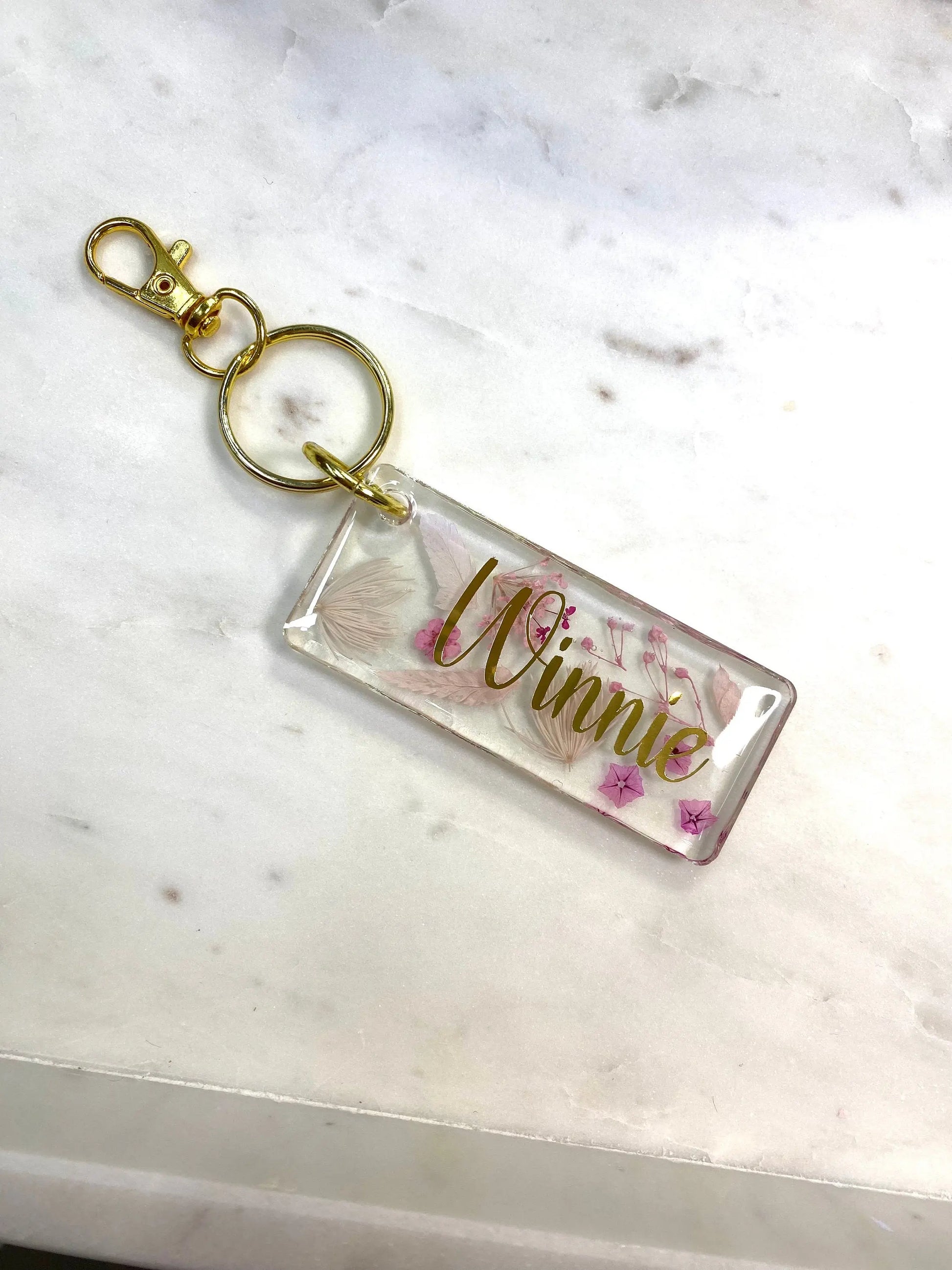 Custom Floral Keyring with name