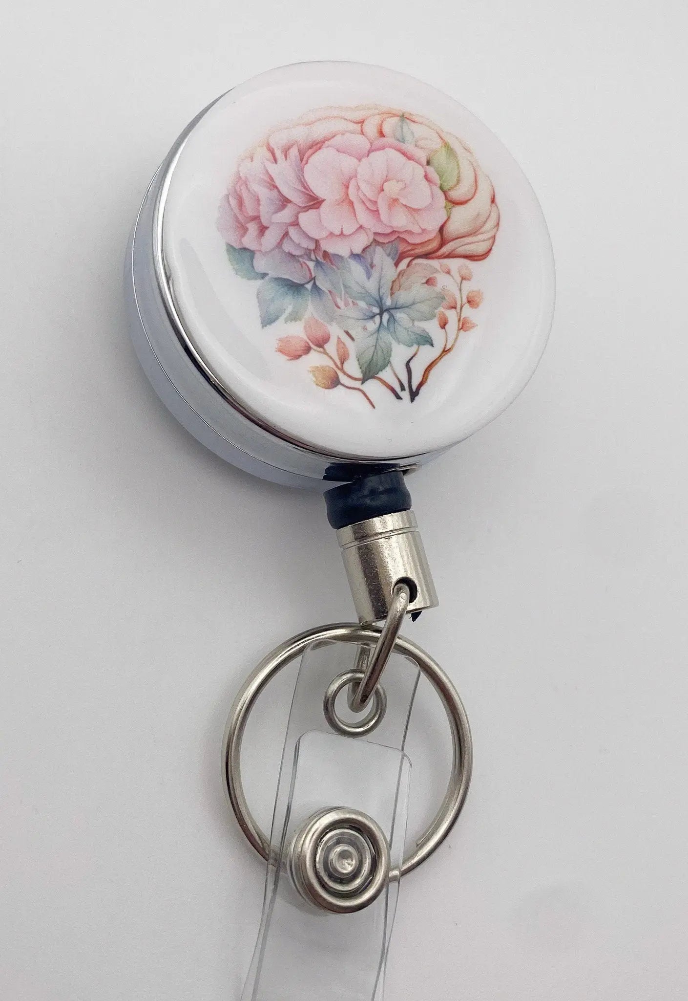 Heavy Duty Badge Reel with Floral Brain