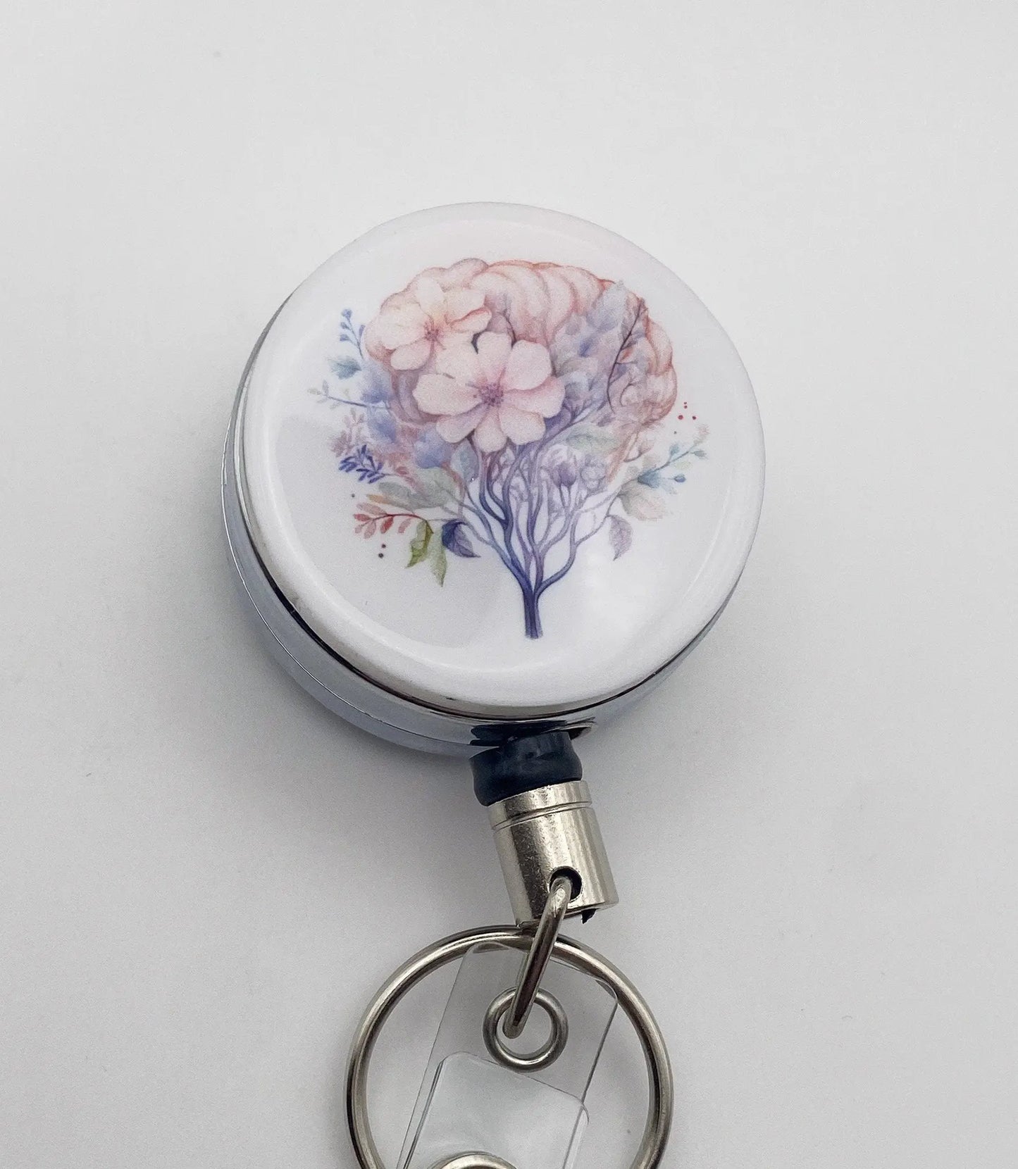 Heavy Duty Badge Reel with Floral Brain