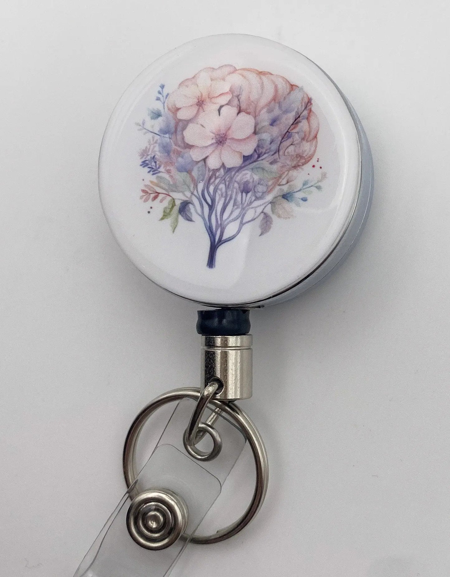 Heavy Duty Badge Reel with Floral Brain