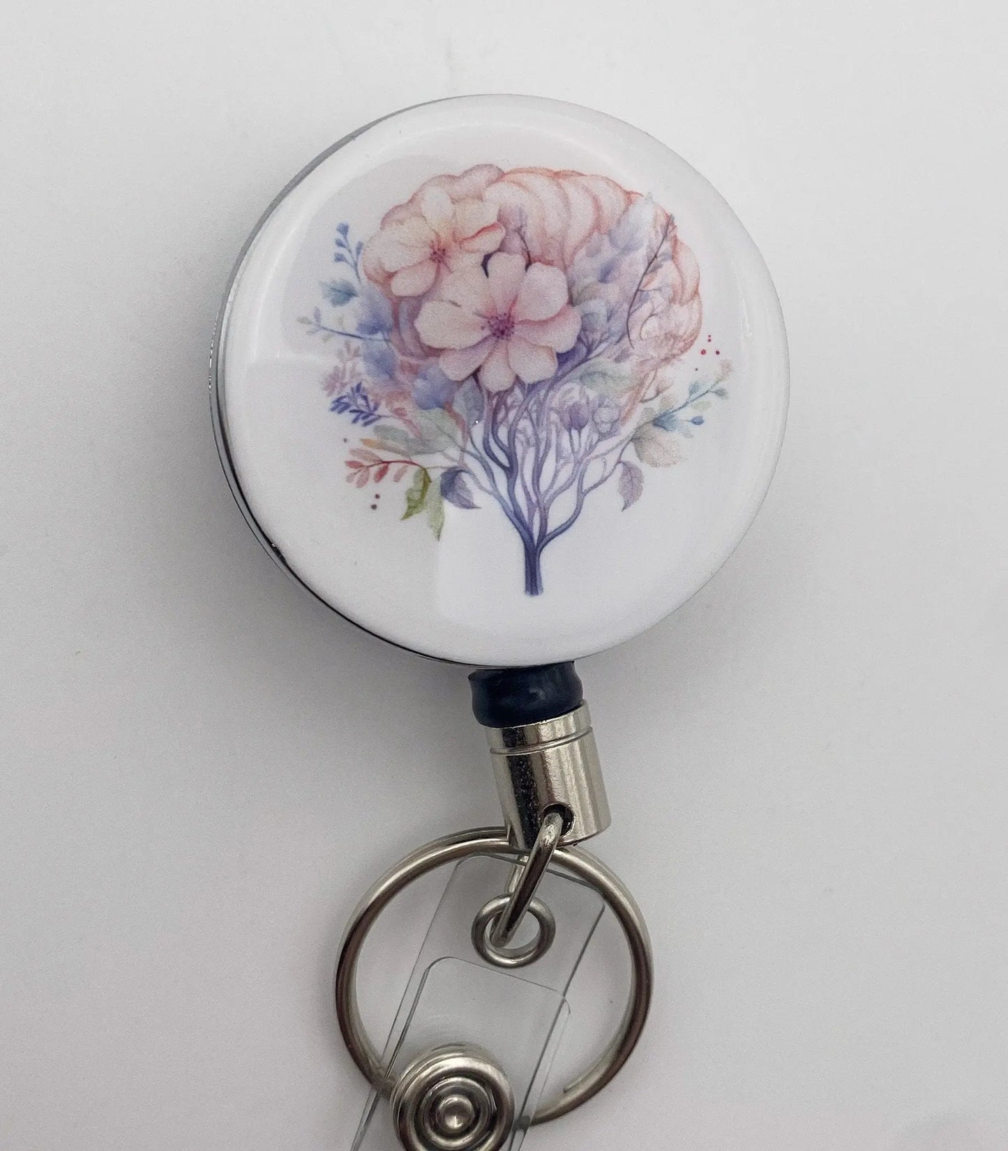 Heavy Duty Badge Reel with Floral Brain