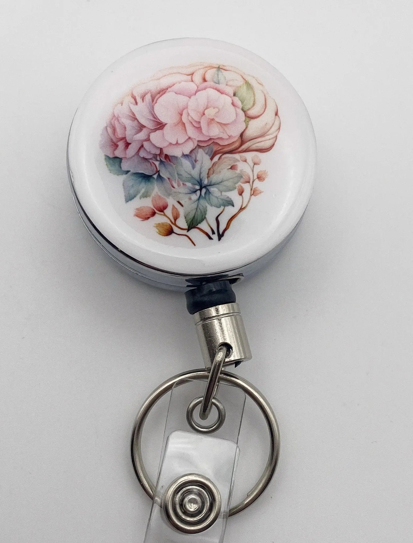 Heavy Duty Badge Reel with Floral Brain