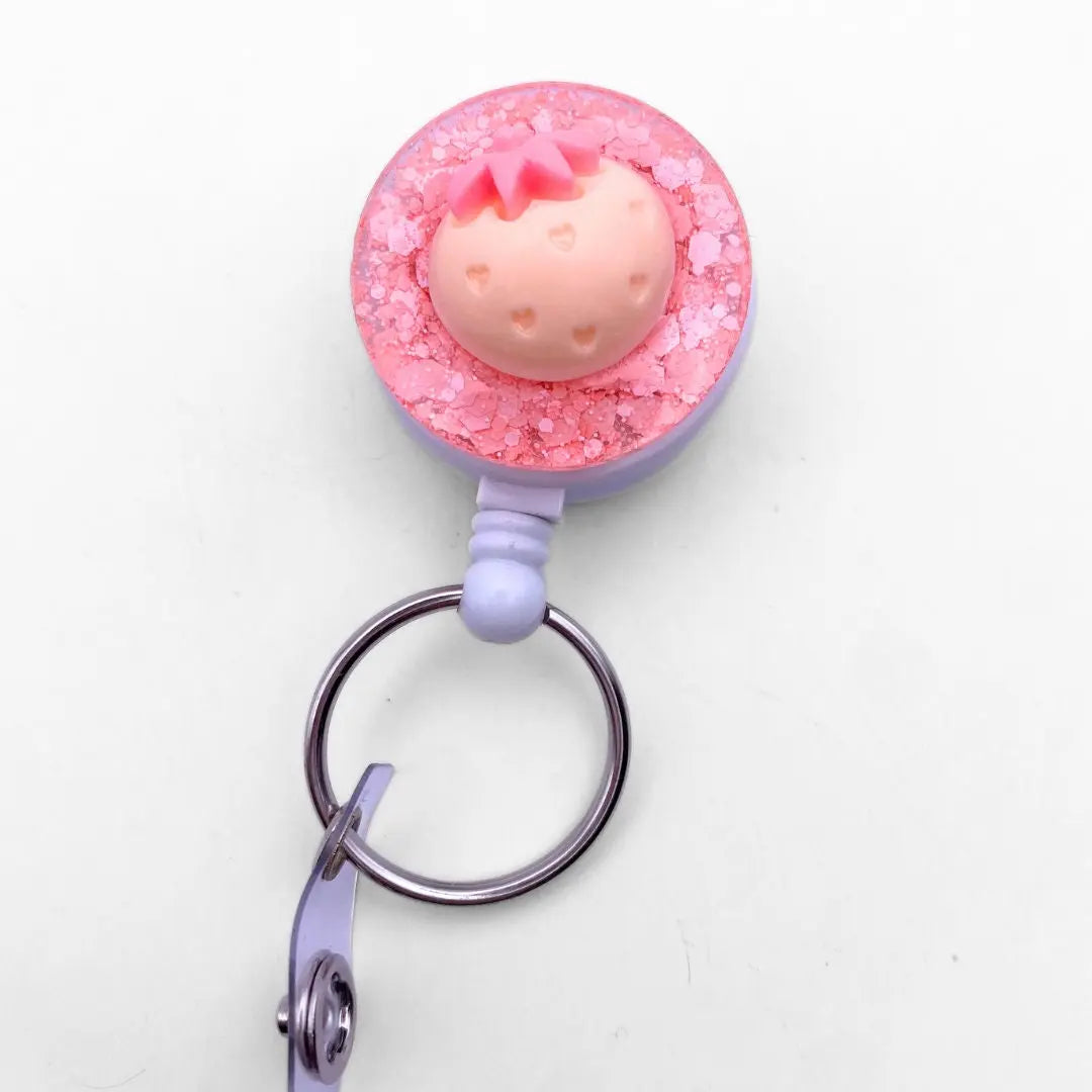 Lightweight badge reel - glitter and peach.