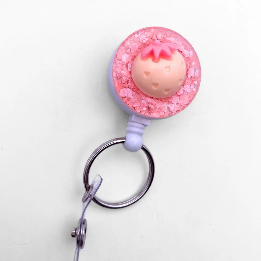 Lightweight badge reel - glitter and peach.