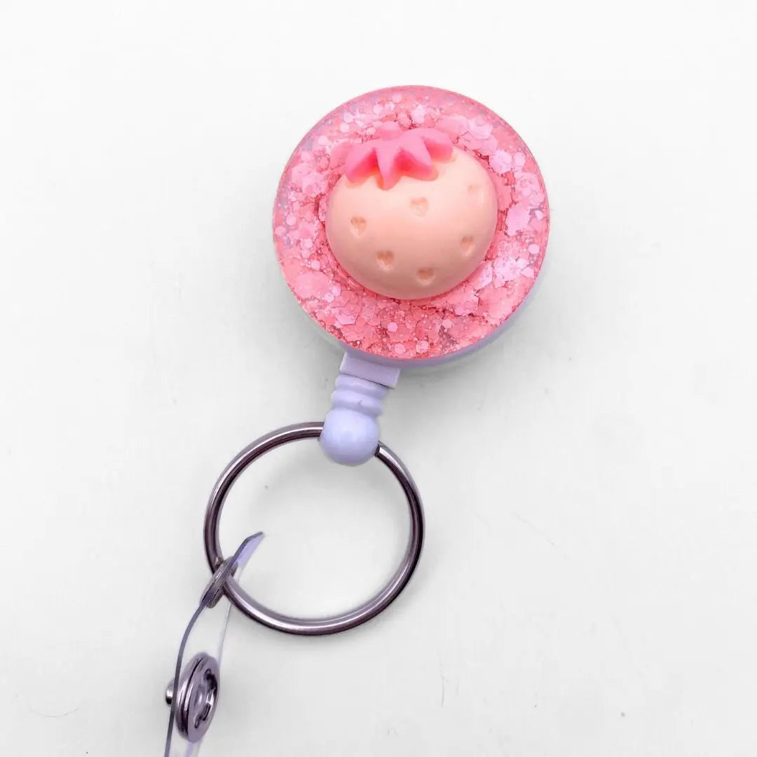 Lightweight badge reel - glitter and peach.