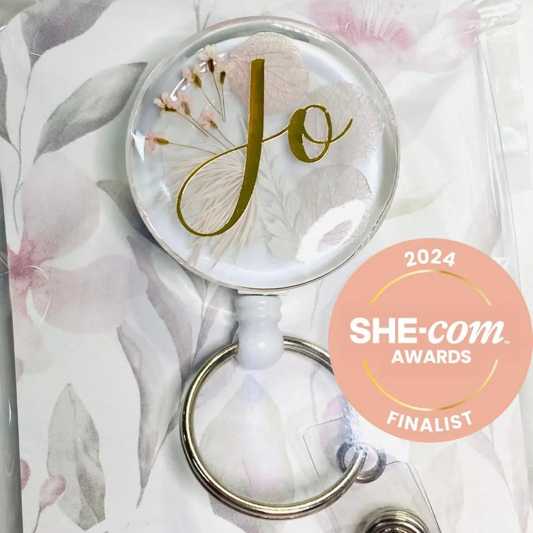 Custom Floral Badge Reel with name