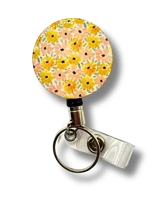 Floral design heavy duty badge reel.