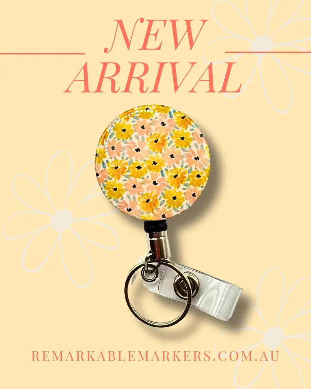 Floral design heavy duty badge reel.