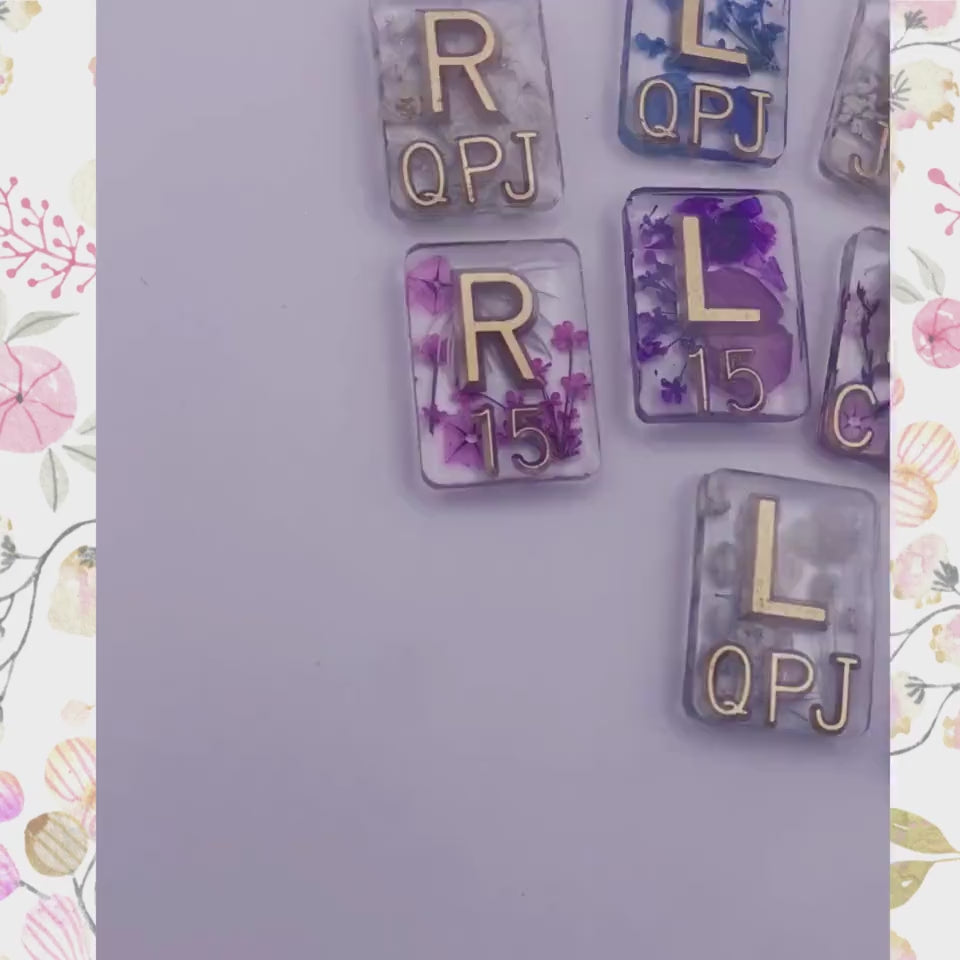 X-Ray markers - Florals with gold letters.