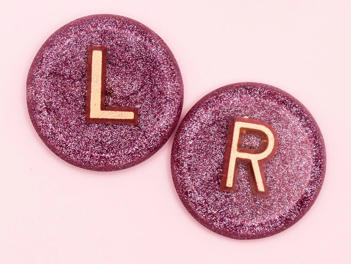 2.5cm Dusty Rose Glitter X-Ray Markers with gold letters Remarkable Markers