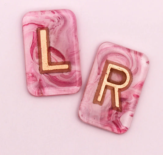 1.5 x 2.5cm Pink Resin Art X-Ray Markers Gold Letters. Remarkable Markers