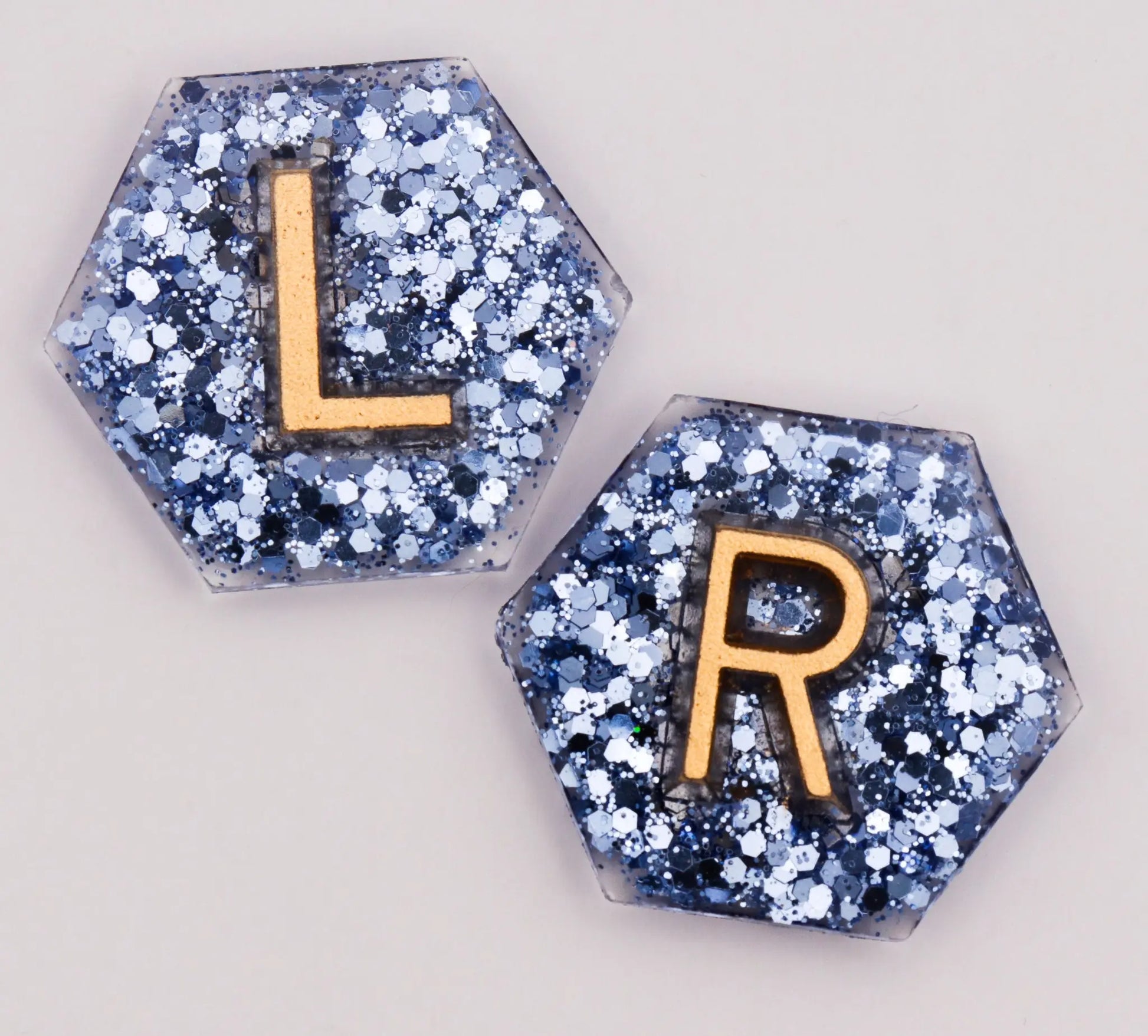 2.5cm Denim Glitter X-Ray Markers with gold letters. Remarkable Markers