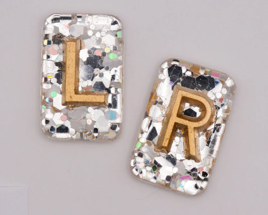 1.5 x 2.5cm Mirror Confetti X-Ray Markers with gold letters Remarkable Markers